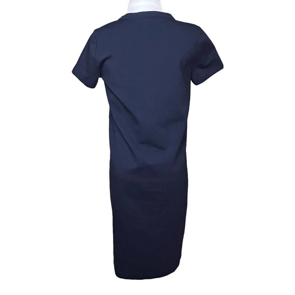 J Crew Dress Women’s Size XS Navy Blue Lace Up Front Short Sleeve Cotton Blend - Picture 3 of 8